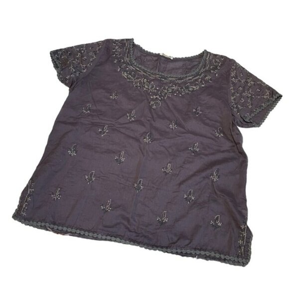 J. Crew Brown Embroidered Blouse US M - Picture 2 of 7